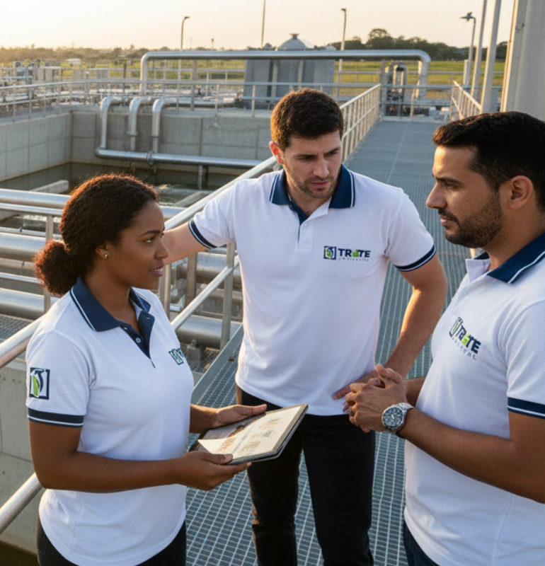 Setores atendidos pela Trate Monitoramento Ambiental: municípios e projetos de água e efluentes